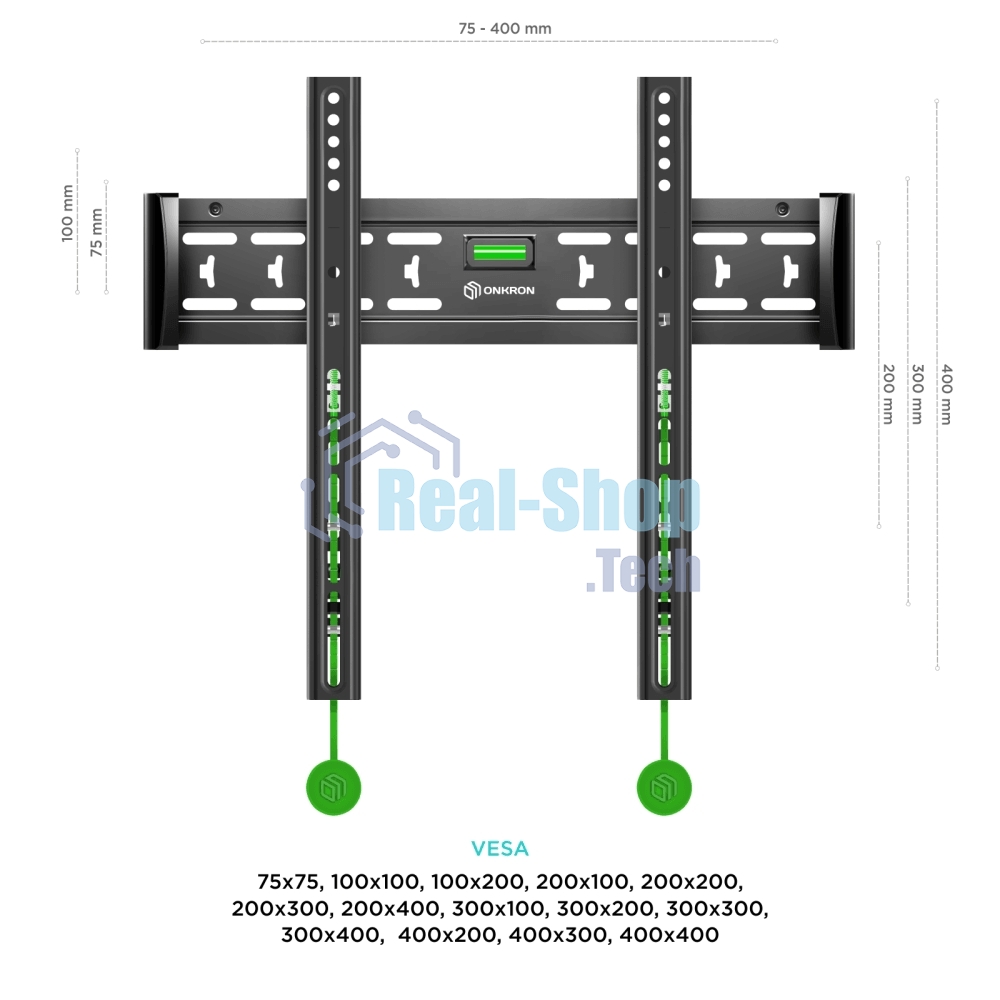 Кронштейн ONKRON FM5/32-55'' макс 400x400 наклон 0º от стены: 29мм макс вес 56,8кг