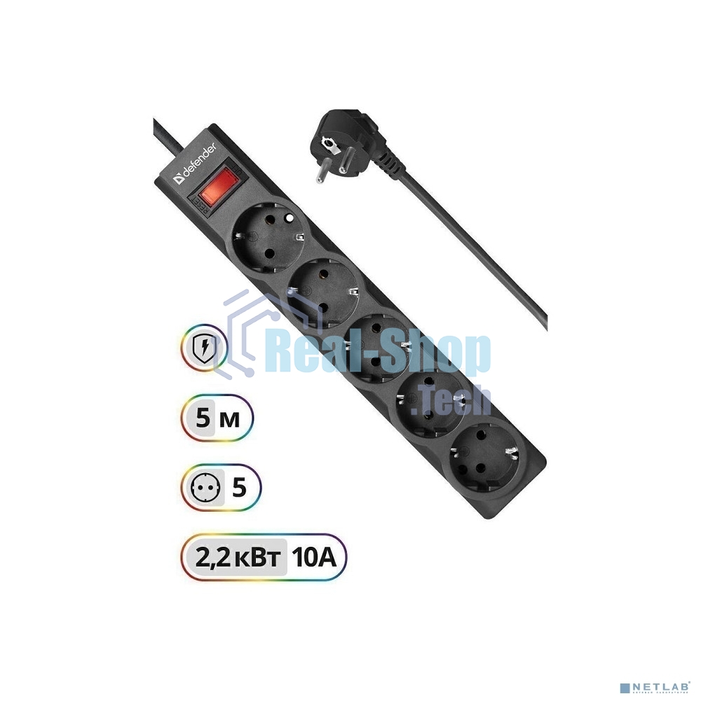 Сетевой фильтр Defender 5M ES LARGO 5OUTL.