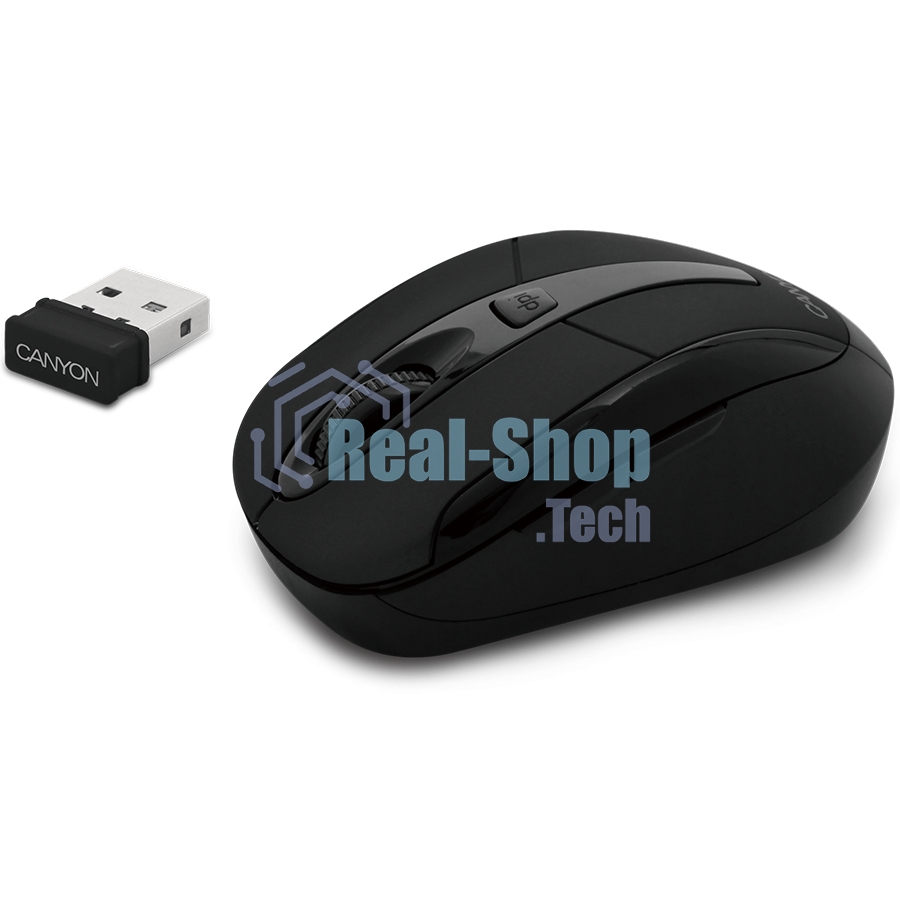 Мышь беспроводная Canyon MSO-W6 черный, 1600 dpi, радиоканал, USB, кнопки - 6