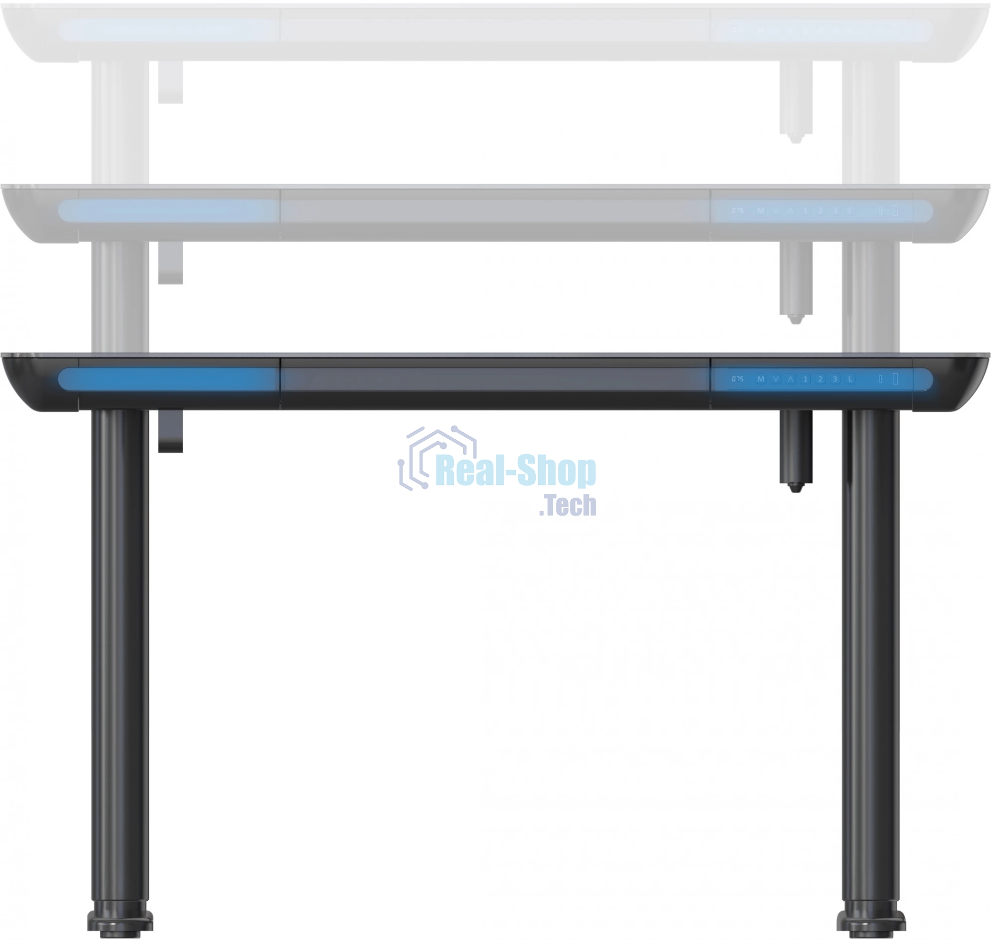 Стол компьютерный Cactus CS-EGD-BK-LED столешница закаленное стекло, черный, каркас черный