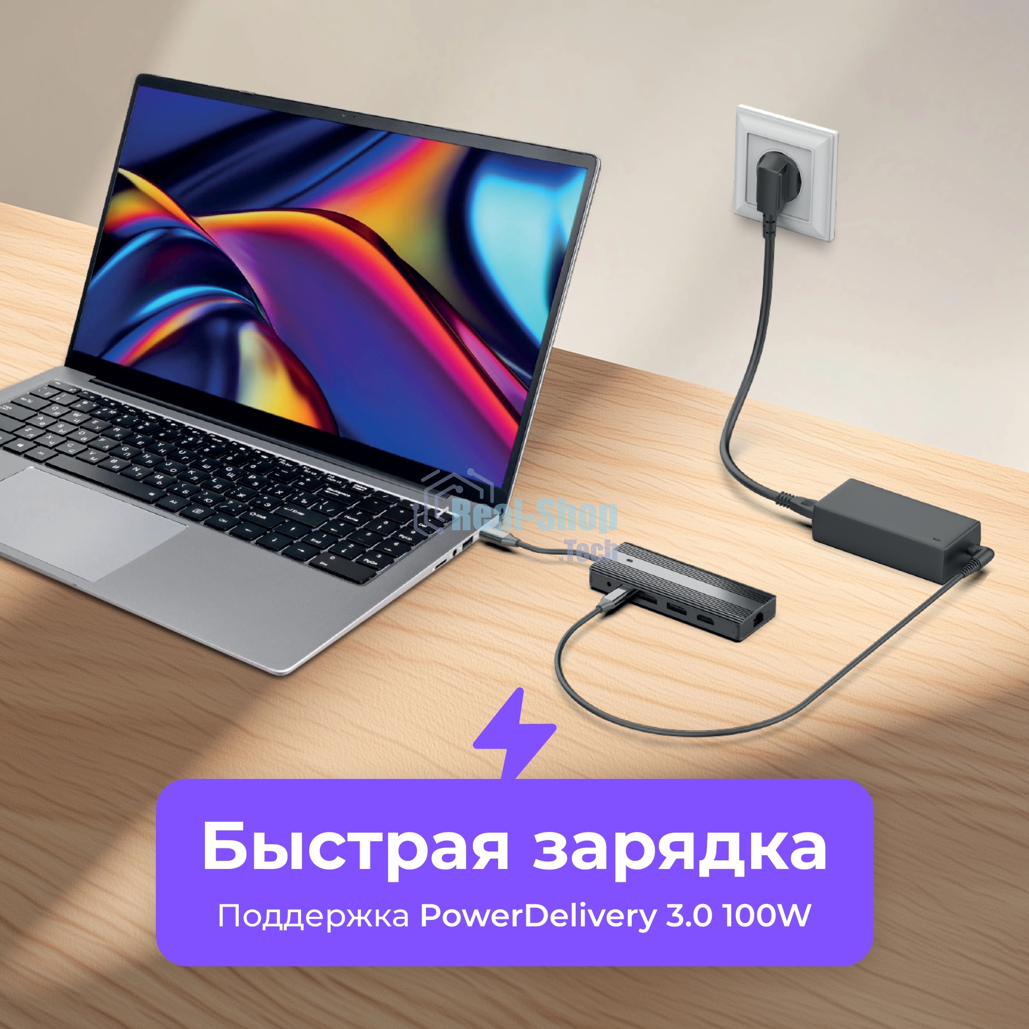 USB-концентратор HIPER Docking station USB-C HUB 11in1 (1*USB-C 100W PD, 1*HDMI 4K@60Hz, 2*DP 4K@60Hz, 2*USB-A 3.0 (5Gbps data), 1*USB-C 3.0 (5Gbps data), 1*microSD, 1*SD, 1*3.5мм audio, 1*RJ45 GB)
