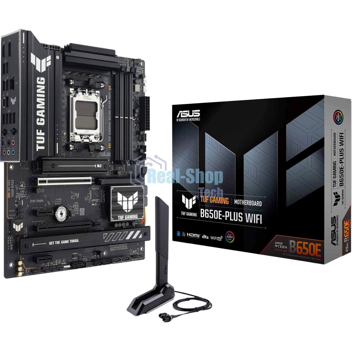 Материнская плата ASUS TUF GAMING B650E-PLUS WIFI, AM5, AMD B650, 4xDDR5, 4xSATA, 3xM.2, 1xPCIe 5.0 x16, 1xPCIe 4.0 x4, 2xPCIe 4.0 x1, 1xDisplayPort, 1xHDMI, 1x2.5Gb LAN, Wi-Fi 6E, Bluetooth 5.3, 1xUSB-C 20Gbps, 3xUSB-A 10Gbps, 6xUSB-A 2.0, 5x3.5 мм, 7.1,