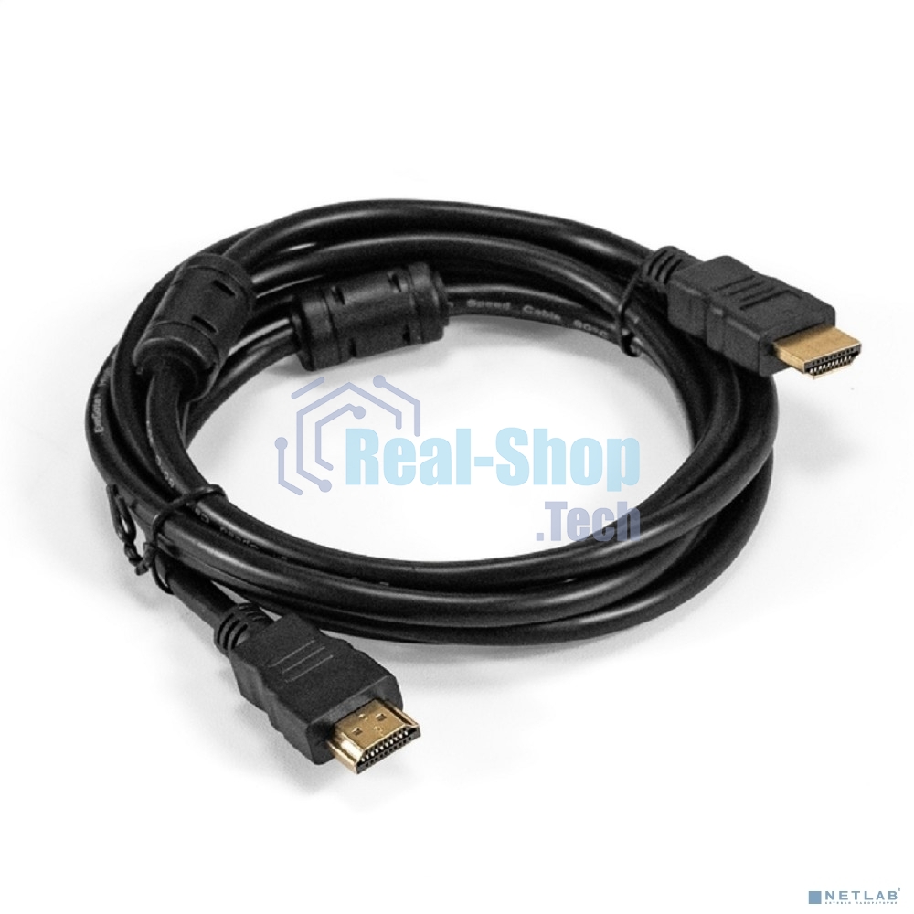 Кабель HDMI ExeGate EX-CC-HDMI-2.0F (19M/19M, 2м, v1.4b, ферритовые кольца, позолоченные контакты)