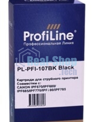 Картридж струйный ProfiLine PL-PFI-107BK для принтеров Canon IPF670/IPF680/IPF685/IPF770/IPF780/IPF785 с чернилами Black