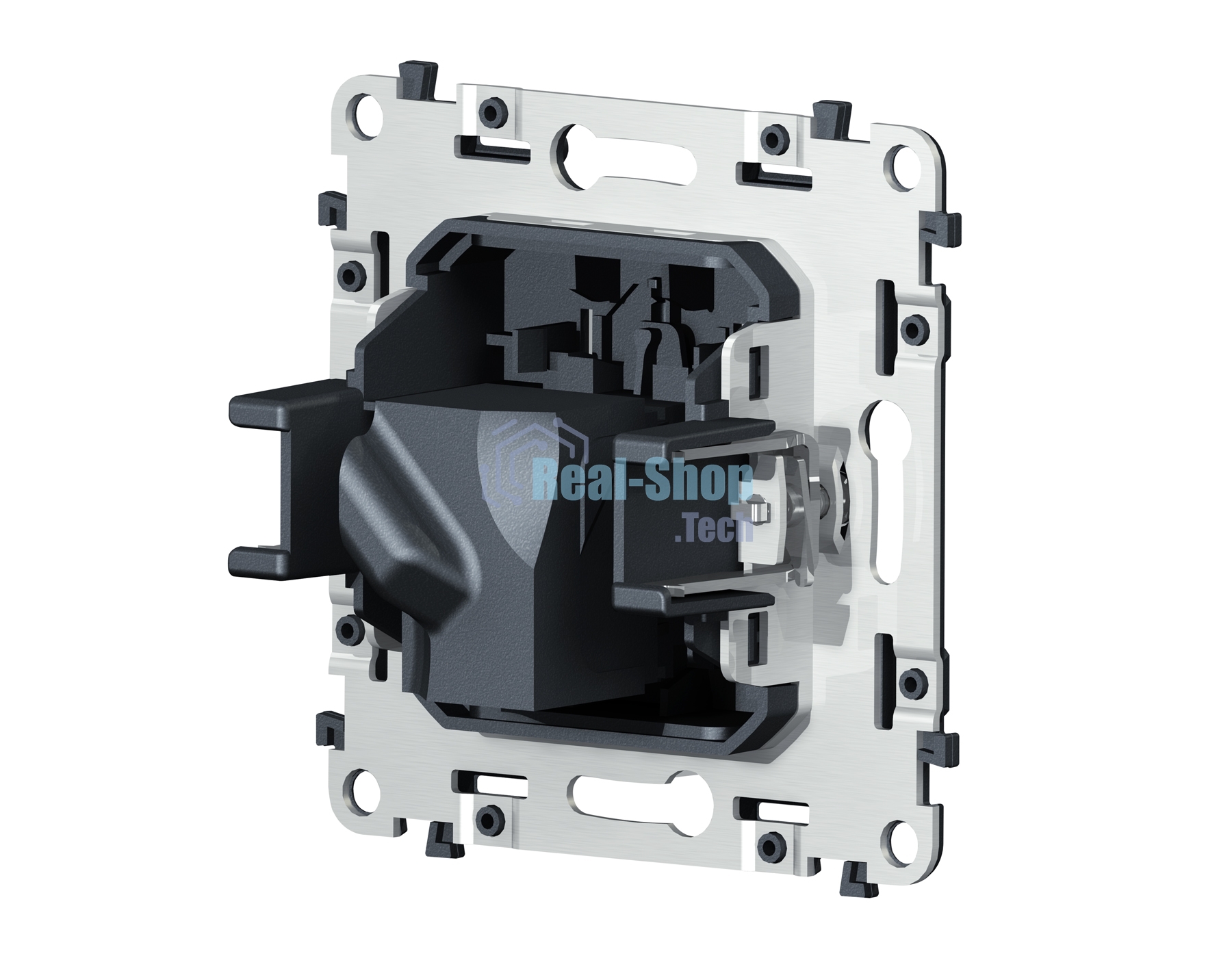 Механизм компьютерной розетки RJ-45 (8P8C) CAT6A экранированной с автоматической защитной шторкой QUANT VM185