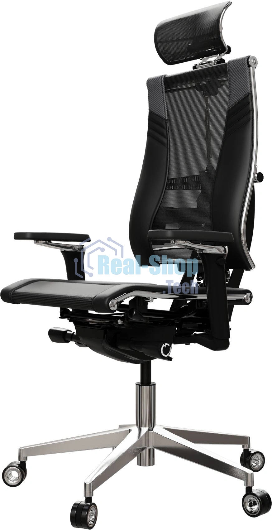 Кресло руководителя Метта Yoga 4DT B2-15D - YM93+Infinity+carbon черный сетка/кожа с подголов. крестов. алюминий хром (комплект 1 шт)