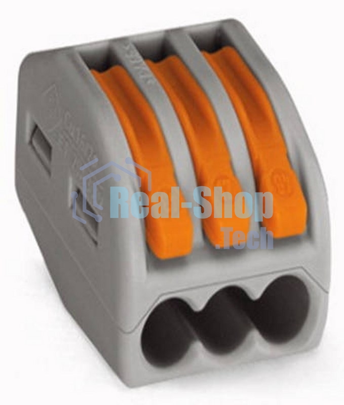 Универсальная клемма, 3-проводная, серая (0,08-2,5/4 мм²) (50 шт./уп.) WAGO 222-413