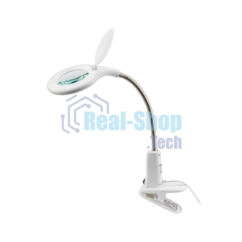 Лупа настольная 3D+12D Rexant с подсветкой 60 LED, прищепка, белая