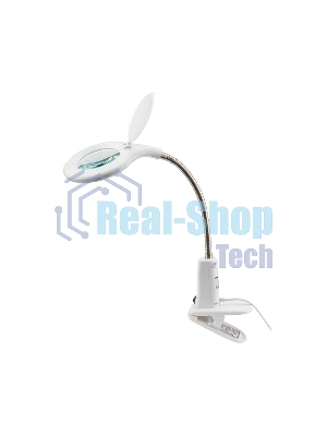Лупа настольная 3D+12D Rexant с подсветкой 60 LED, прищепка, белая