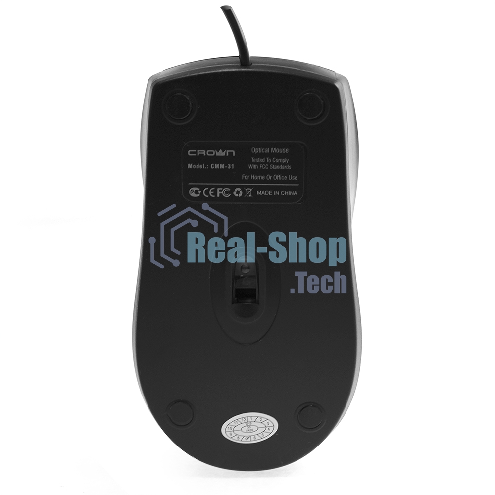 Мышь проводная Crown CMM-31 черный, 1000 dpi, USB, кнопки - 3