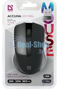 Мышь беспроводная Defender Accura MM-935 черный, 1600 dpi, радиоканал, USB, кнопки - 4