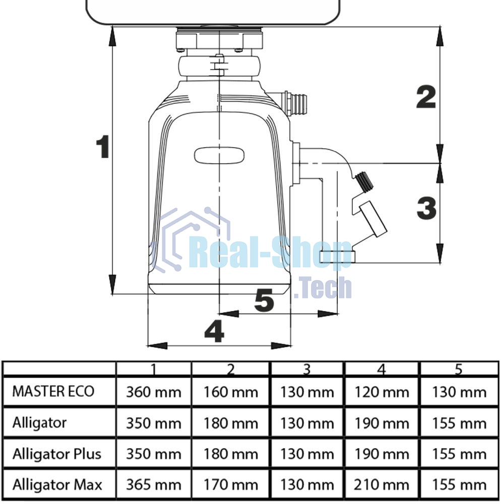 Измельчитель пищевых отходов Bort Alligator Max, 560 Вт., объем 1 600 мл., ПДУ