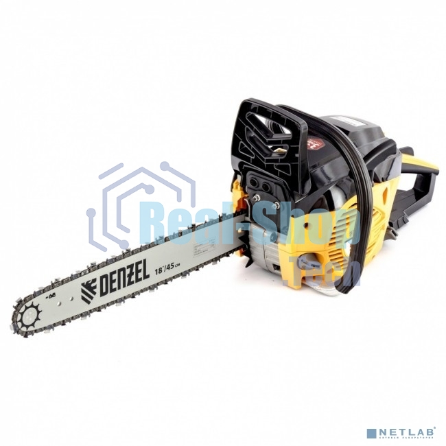 Пила цепная бензиновая Denzel DGS-5218, шина 45 см, 52см3, 3,5 л.с., шаг 0,325, паз 1,5 мм,