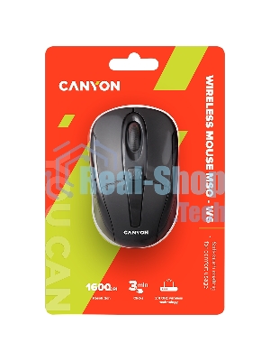 Мышь беспроводная Canyon MSO-W6 черный, 1600 dpi, радиоканал, USB, кнопки - 6
