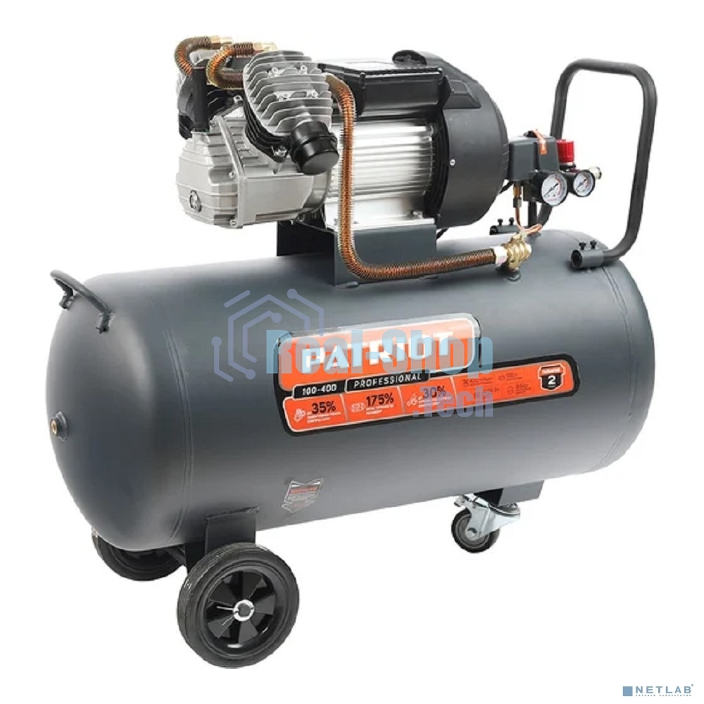 Компрессор поршневой безмасляный Patriot Professional 100-400, 400 л/мин, 8 бар, 2200 Вт, 100 л, быстросъемный 1/4