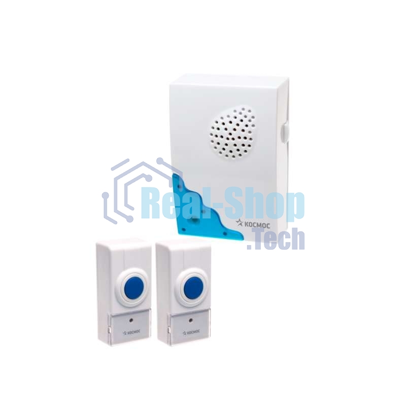 Звонок дверной беспроводной Космос KOC_AG307C232 мелодии, 150м, белый, 2 кнопки