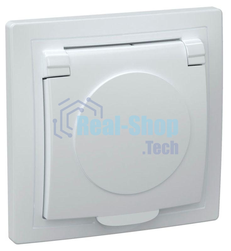 Розетка 1-м СП Кварта 16А РСб10-3-КБ с защ. крышкой с заземл. IP20 белый ИЭК ERK15-K01-16-DM