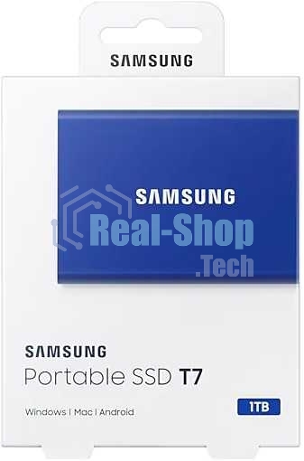 Внешний SSD Samsung T7, 1TB, USB 3.2 Gen 2 Type-C, R/W 1050/1000, синий
