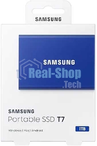 Внешний SSD Samsung T7, 1TB, USB 3.2 Gen 2 Type-C, R/W 1050/1000, синий