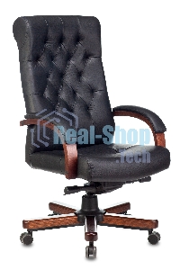 Кресло руководителя Бюрократ T-9928WALNUT черный, кожа, крестовина металл/дерево