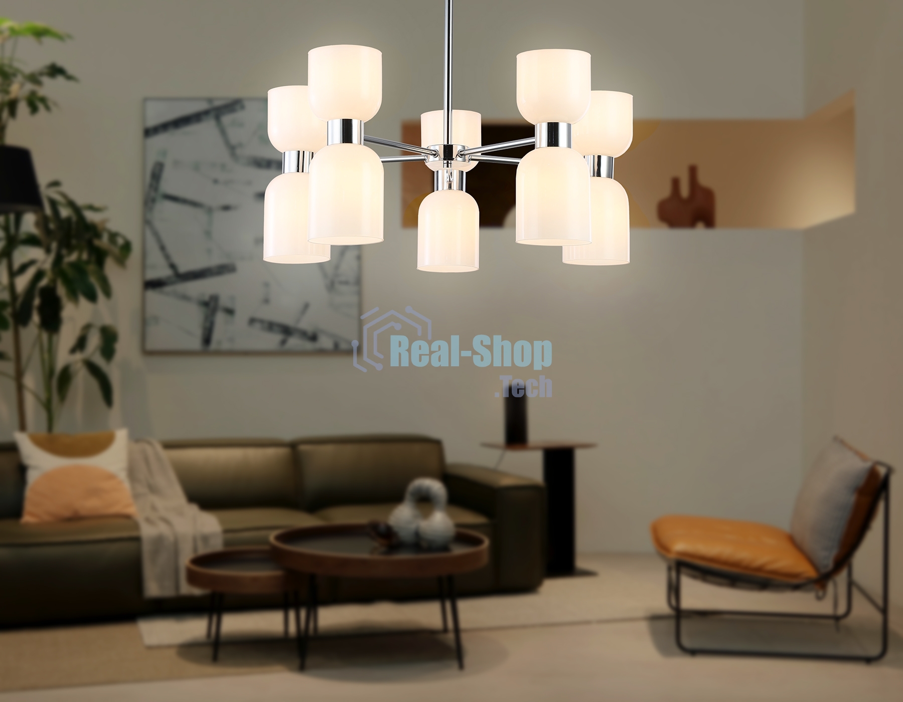 Люстра Ambrella light LH56083/10 СH/FR хром/белый матовый E14*10 max 40W D700*510