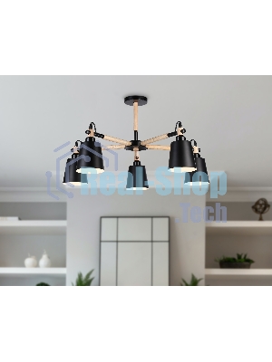 Светильник Ambrella light TR82211/5 BK/LW черный/светлое дерево E27/5 max 40W D780*430