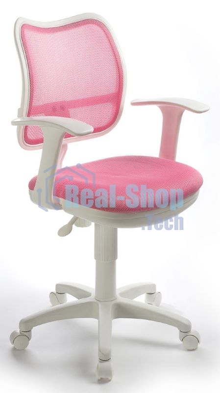 Кресло компьютерное Бюрократ CH-W797/PK/TW-13A TW-13A розовый, спинка сетка, сиденье розовый, колеса белый/розовый, пластик белый