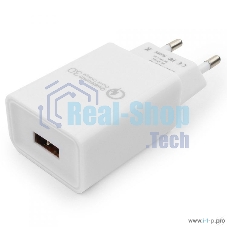 Сетевое зарядное устройство Cablexpert MP3A-PC-16, QC 3.0, 100/220V - 1 USB порт 5/9/12V, белый