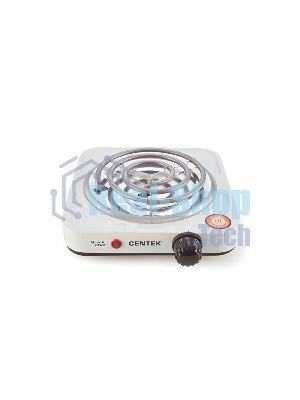 Плита настольная электрическая Centek CT-1508 белый, 1 кВт, ТЭН, конфорки - 1, эмаль, поворотные переключатели