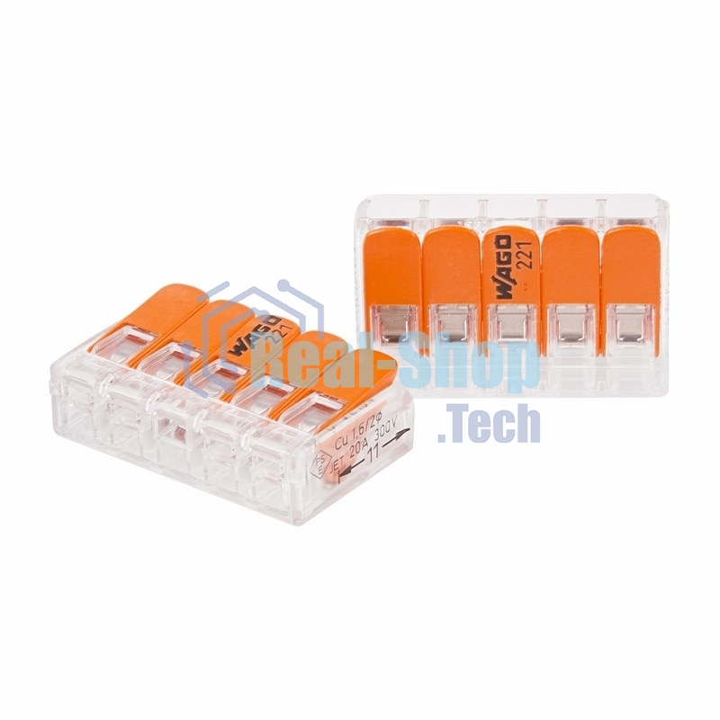 Универсальная компактная клемма 5-контактная до 4,0 мм² (25 шт./уп.) WAGO 221-415