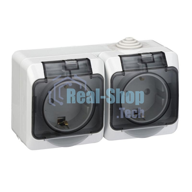 Блок ОП Этюд (2-м розетка с заземл. защ. шторки) IP44 сер. SchE