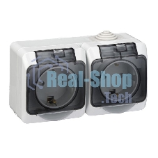 Блок ОП Этюд (2-м розетка с заземл. защ. шторки) IP44 сер. SchE