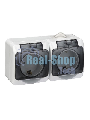 Блок ОП Этюд (2-м розетка с заземл. защ. шторки) IP44 сер. SchE