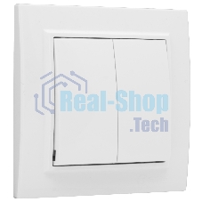 Выключатель 2-клавишный СП,10А, белый EKF Basic Минск