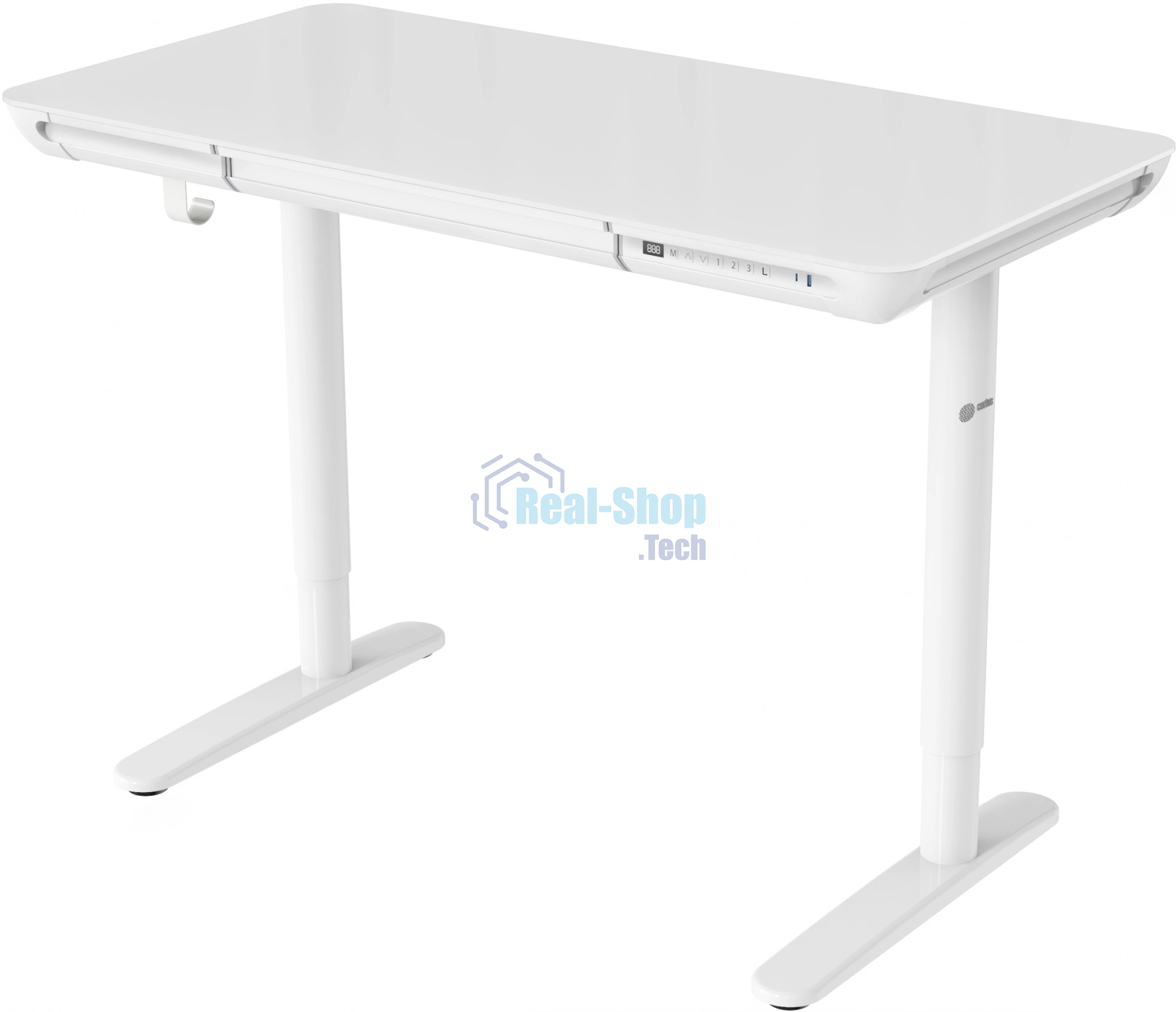 Стол компьютерный Cactus CS-EGD-WT-LED столешница закаленное стекло, белый каркас белый