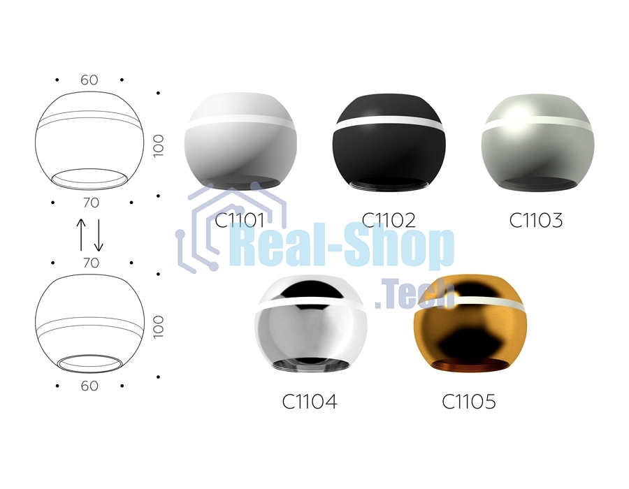 Корпус светильника C1105 PYG золото желтое полированное D100*H80mm MR16 GU5.3 LED 3W 4200K