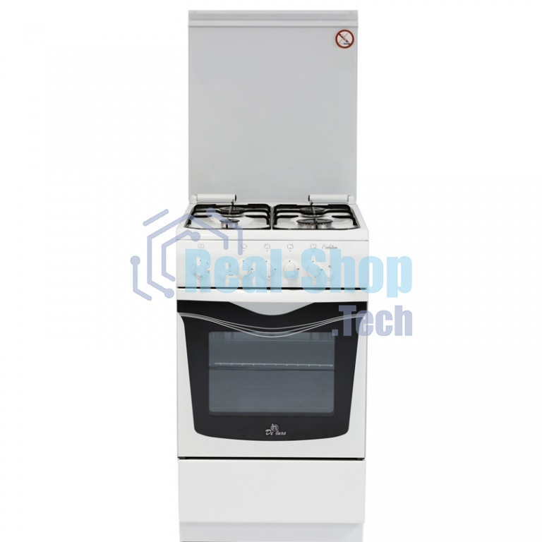 Плита газовая De Luxe 506040.04Г (КР) ЧР белый, конфорок 4 шт, духовка 54 л, 50 см x 85 см x 60 см