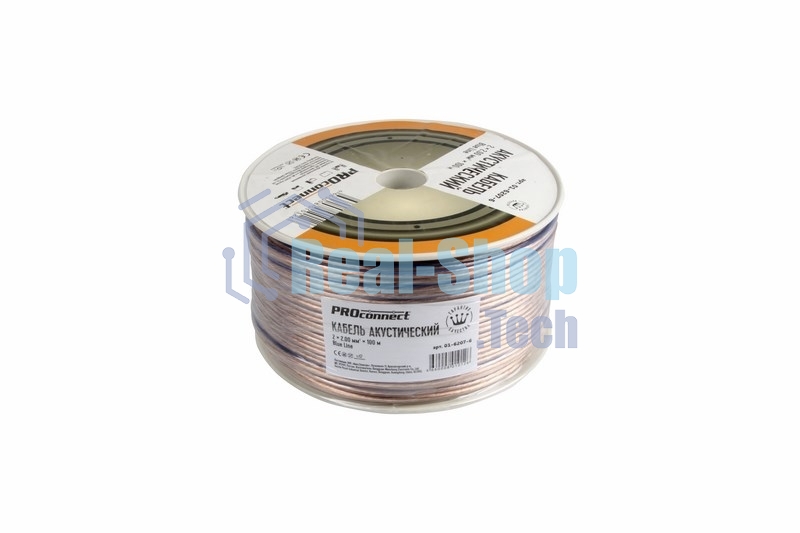 Кабель акустический PROconnect 2х2,00 мм², прозрачный BLUELINE, бухта 100 м