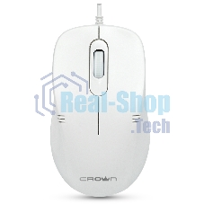 Мышь проводная Crown CMM-502 белый, 1000 dpi, USB, кнопки - 3