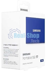 Внешний SSD Samsung T7, 1TB, USB 3.2 Gen 2 Type-C, R/W 1050/1000, синий