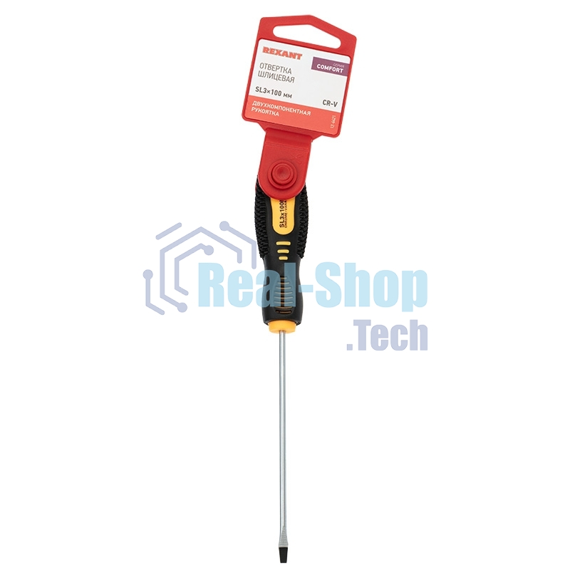 Отвертка шлицевая Rexant SL 3х100 мм, двухкомпонентная рукоятка