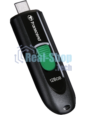 Флешка USB Transcend JetFlash 790C (TS128GJF790C), 128Gb, USB 3.2, R/W 90/60, черный/зеленый