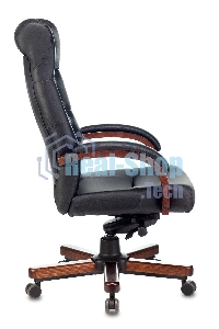 Кресло руководителя Бюрократ T-9928WALNUT черный, кожа, крестовина металл/дерево