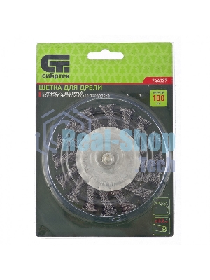 Щетка для дрели Matrix 100 мм, плоская со шпилькой, крученая металлическая проволока