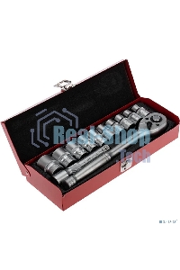 Набор торцевых головок Rexant 1/2, головки 10-24 мм, с трещоточным ключом, 12 предметов