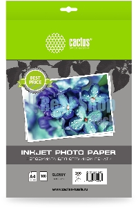 Фотобумага Cactus CS-GA4200100ED A4/200г/м2/100л./белый глянцевое для струйной печати
