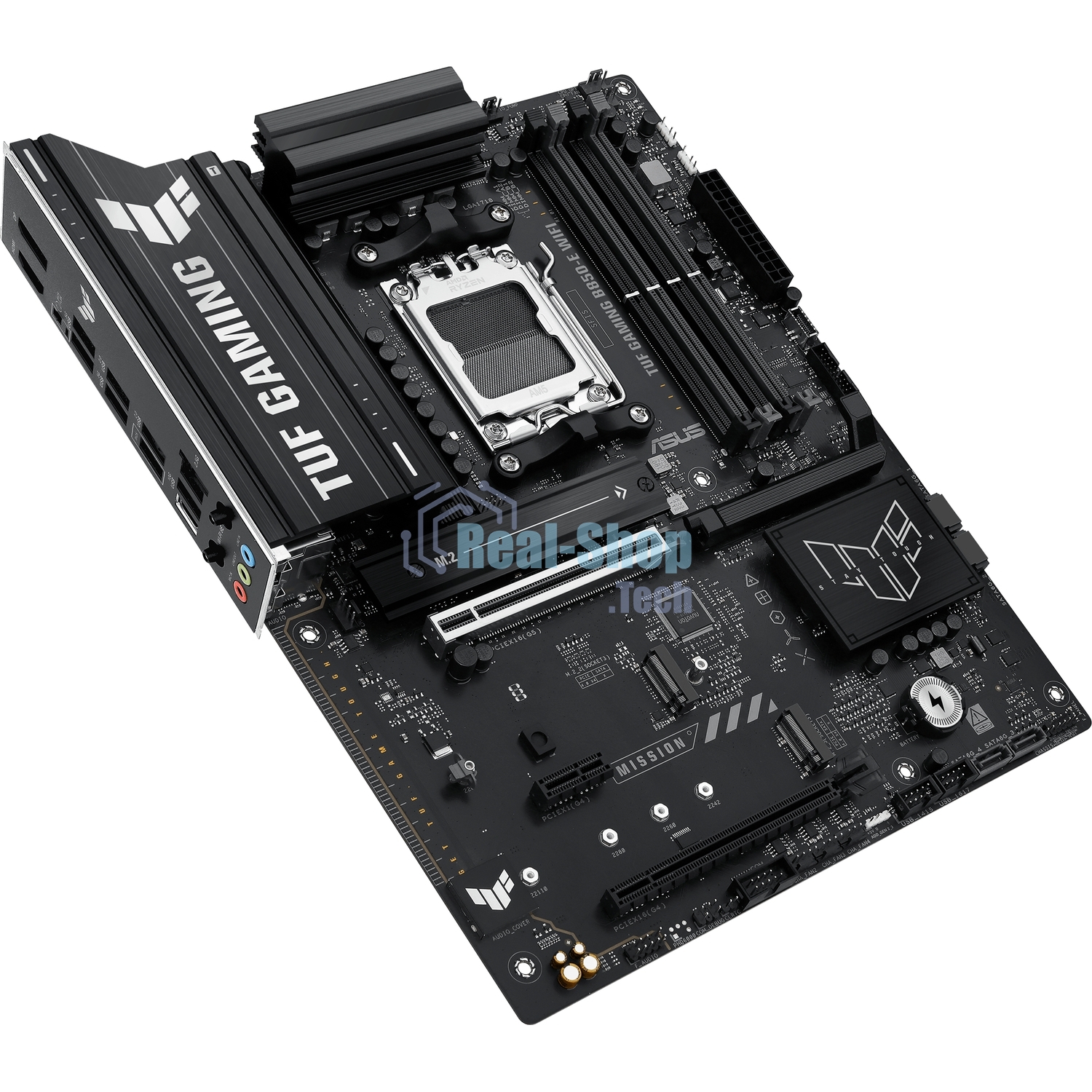 Материнская плата ASUS TUF Gaming B850-E WiFi, AM5, AMD B850, 4xDDR5, 4xSATA, 3xM.2, 1xPCIe 5.0 x16, 1xPCIe 4.0 x16, 1xPCIe x1, 1xDP, 1xHDMI, 2xUSB-C (1x10Gbps, 1x20Gbps), 3xUSB-A 5Gbps, 3xUSB-A 2.0, 1x2.5Gb LAN, Wi-Fi 6E, Bluetooth 5.3, 3x3.5 мм, 7.1, AT