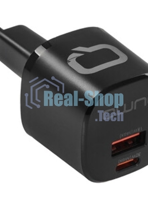Сетевое зарядное устройство Qumo Energy GaN Mini PD 30W (Charger 0072), два порта: Type-C PD + USB-A QC3.0, черный