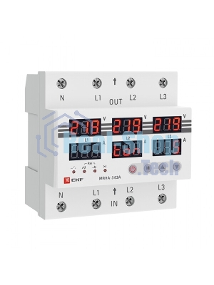 Трехфазное реле напряжения и тока с дисп. MRVA-3 63A EKF MRVA-3-63A EKF