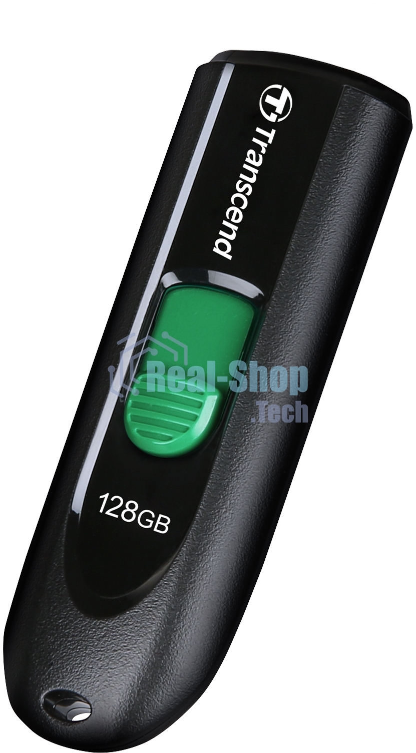 Флешка USB Transcend JetFlash 790C (TS128GJF790C), 128Gb, USB 3.2, R/W 90/60, черный/зеленый